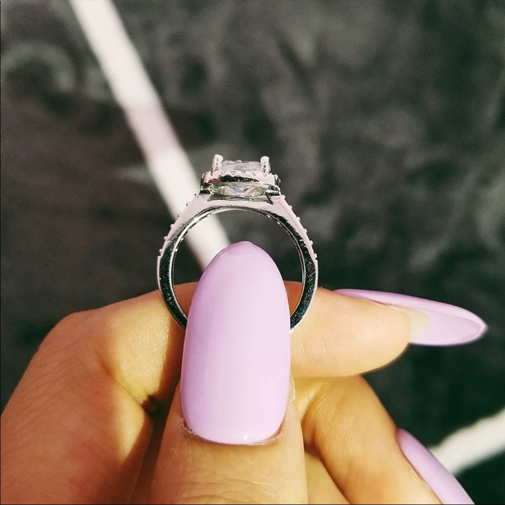 NEW 925 STERLING SILVER DIAMOND CUSHION CUT RING - Picture 5 of 7